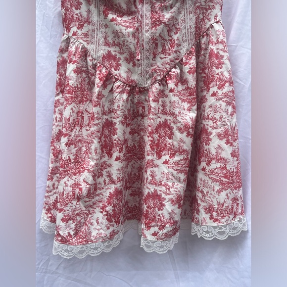 *SOLD* NWT | Women’s BooHoo Red Porcelain Strappy Milkmaid Mini Dress | Size 8 - Picture 8 of 13